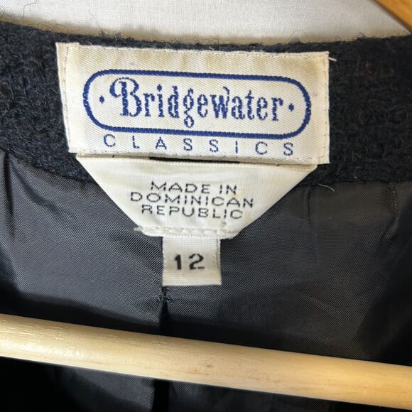 Vintage Bridgewater Black Wool Boucle Gold Buttoned LS Lady Jacket Size 12 - Picture 4 of 15